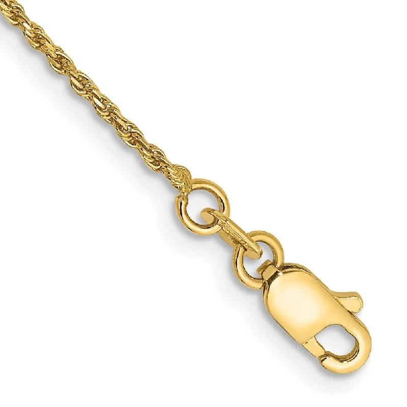 Women’s geometric bracelets-14k Yellow Gold 1.15mm Diamond-Cut Machine-made Rope Chain Bracelet, 6"