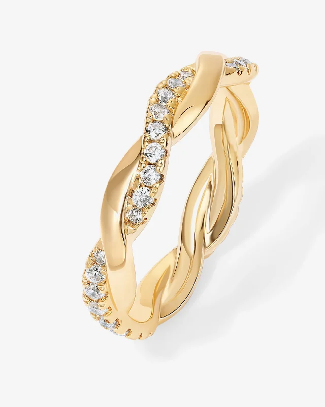 Women’s adjustable diamond rings-Braided Eternity Band