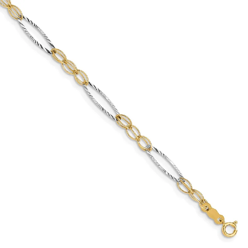 Women’s infinity charm bracelets-14k Two-tone Oval Design Bracelet-WBC-FB1316-7.25