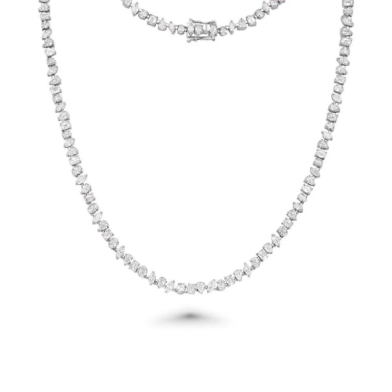 Women’s diamond necklaces-Fancy Multi Shape Diamond Necklace (12.35 ct.) in 18K Gold