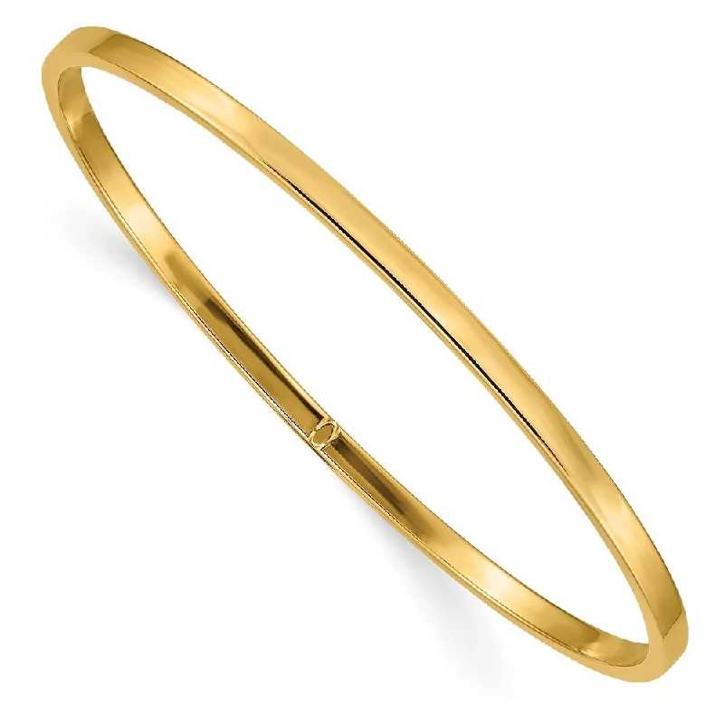 Women’s crystal bangle jewelry-14k Yellow Gold 3mm Square Tube Slip-on Bangle Bracelet, 8"