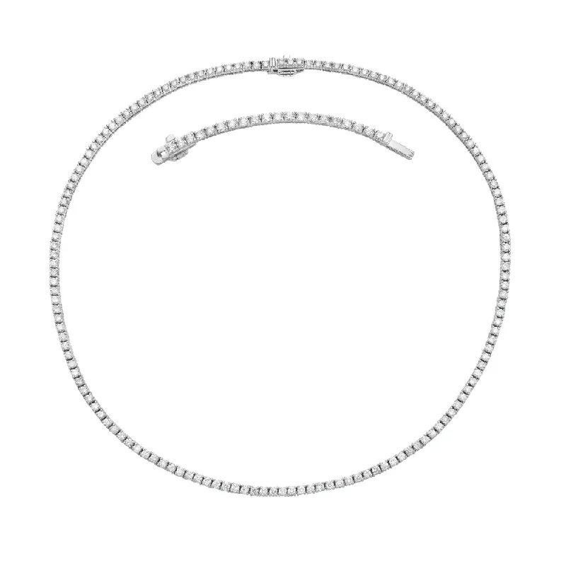 Women’s luxury necklaces-Diamond Tennis Necklace (5.50 ct.) 2.50 mm 4-Prongs Setting in 14K Gold + Chain Extender