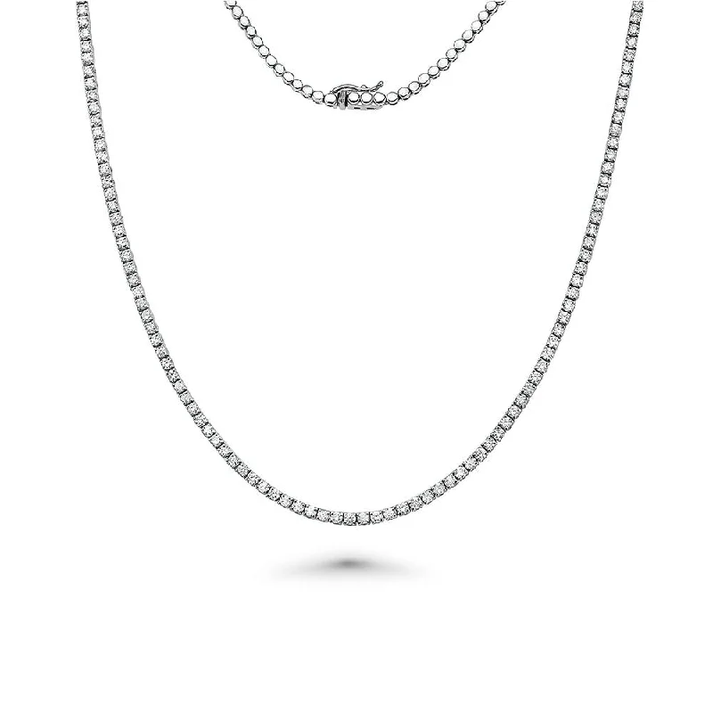 Women’s trendy pearl necklaces-HalfWay Diamond Tennis Necklace (3.50 ct.) 2 mm 4-Prongs Setting in 14K Gold