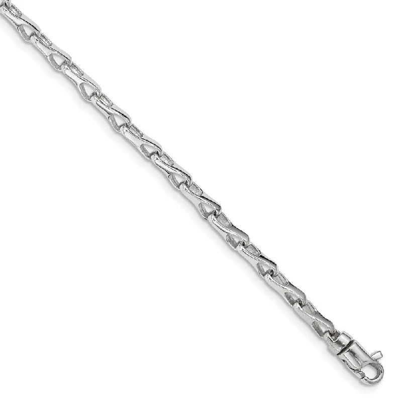 Women’s colorful gemstone bracelets-14k White Gold 3.5mm Fancy Link Chain Bracelet, 7.25"