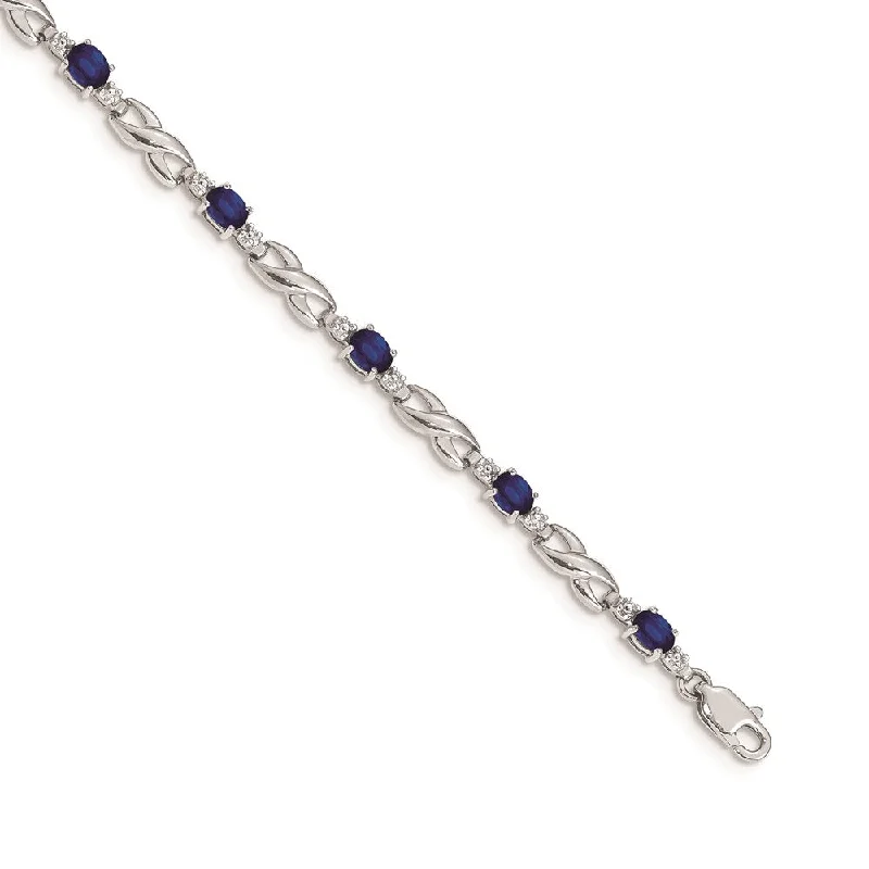 Women’s minimal bracelets-14k White Gold Diamond and Sapphire Bracelet-WBC-BM4477-SA-001-WA