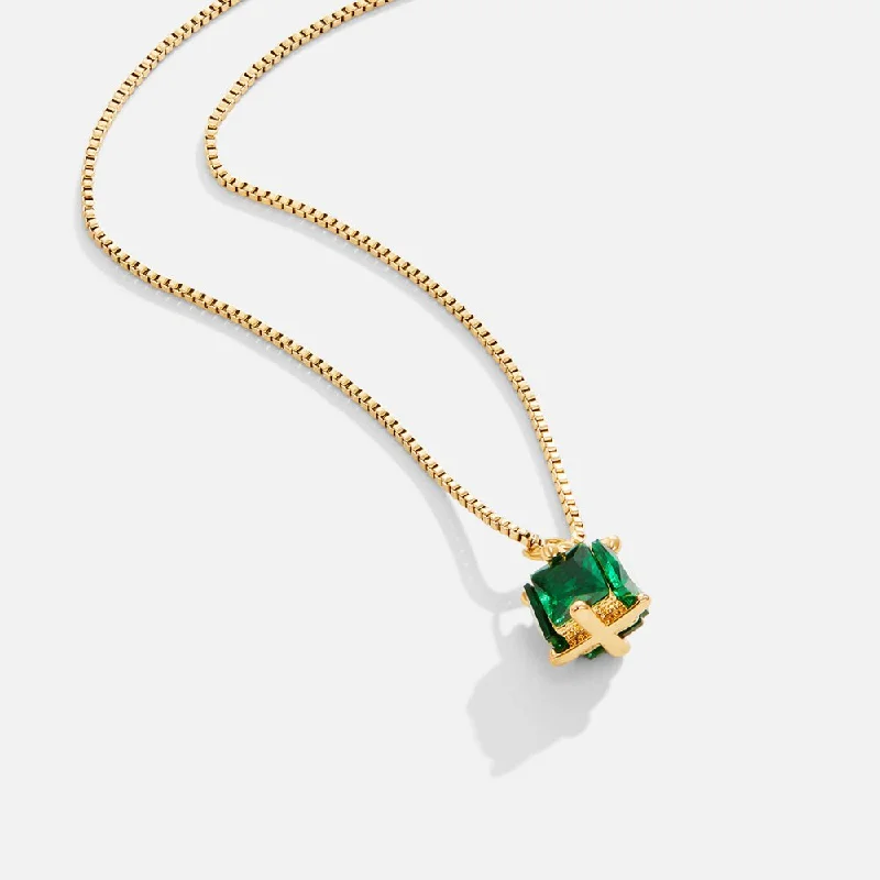 Women’s bold statement necklaces-Emerald Cube Necklace