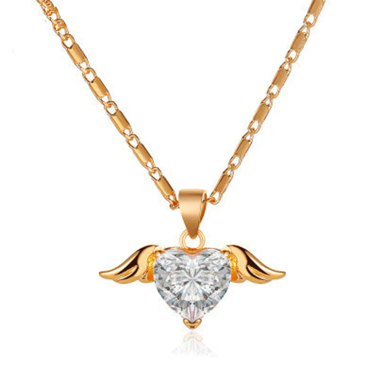 Women’s solitaire necklaces-Fashion Heart Copper Diamond Women's Necklace