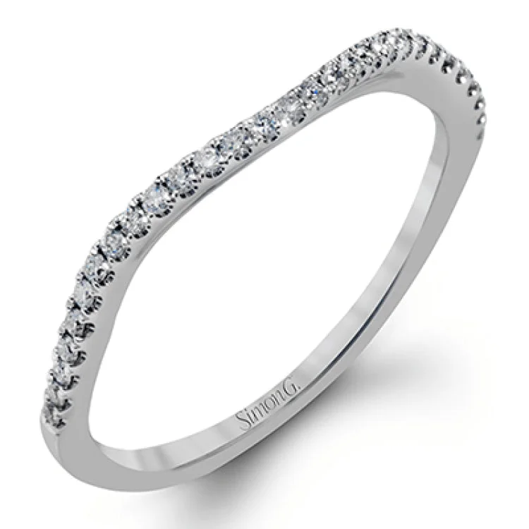 Women’s forever one engagement rings-Featuring a delicately twisted shank, this brilliant white gold engagement ring and complimentary wedding band are set with .55 ctw of round cut white diamonds.