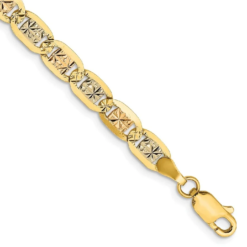 Women’s adjustable chain bracelets-14k Tri-color Gold 4.65mm Pav‚ Valentino Chain Bracelet, 7"