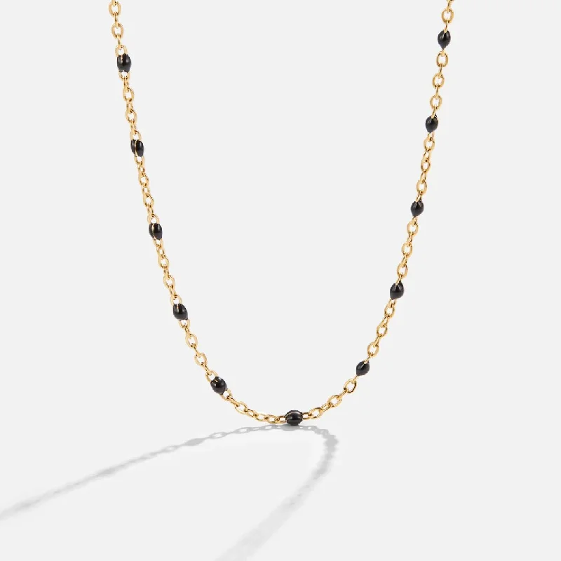 Women’s romantic heart necklaces-Mila Black Bead Necklace