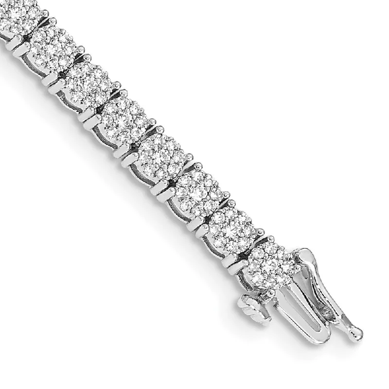 Women’s crystal bangle bracelets-14k White Gold Cluster Setting Diamond Bracelet-WBC-BM4670-300-WA