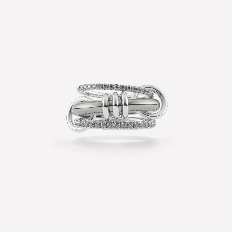 Women’s geometric diamond rings-Gemini BG Pavé