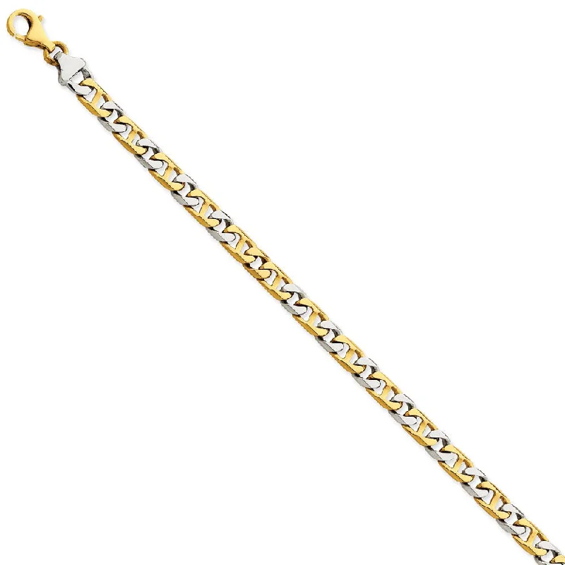 Women’s charm bracelets-14K Two-tone 5.6mm Hand-Polished Fancy Link Bracelet-WBC-LK259-8