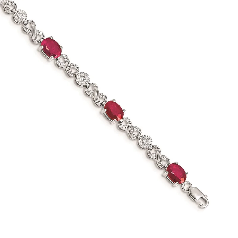 Women’s adjustable bracelets-14k White Gold Diamond and Ruby Infinity Bracelet-WBC-BM4490-RU-020-WA