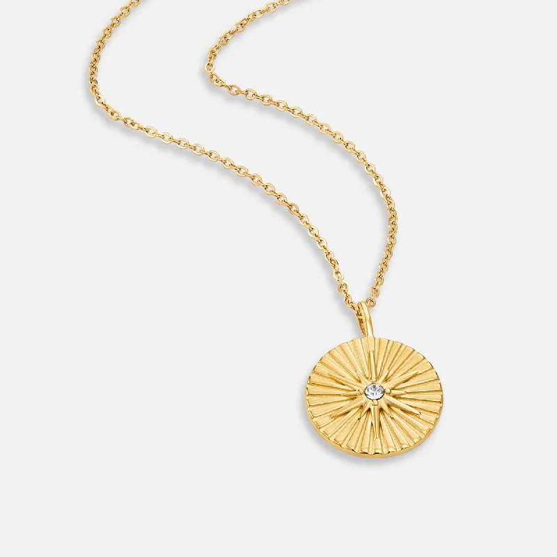 Women’s diamond necklaces-Luna Starburst Coin Necklace