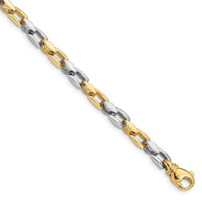 Women’s gold chain bracelets-14k Two-tone 4.5mm Hand-polished Fancy Link Bracelet-WBC-LK305A-7