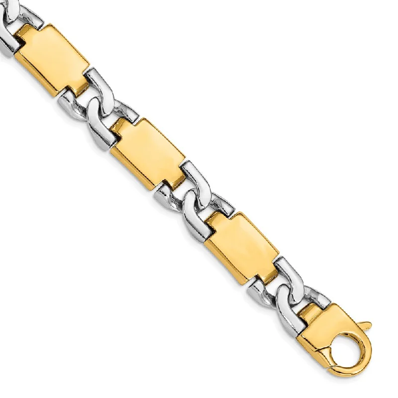 Women’s infinity charm bracelets-14k Two-tone 10.9mm Polished Gold Fancy Link Bracelet-WBC-LK543-9