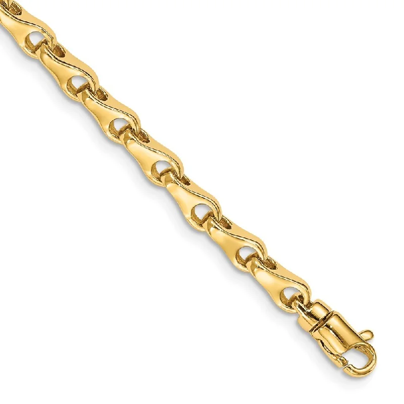 Women’s geometric bracelets-14k Yellow Gold 3.9mm Hand-polished Fancy Link Bracelet, 7.25"