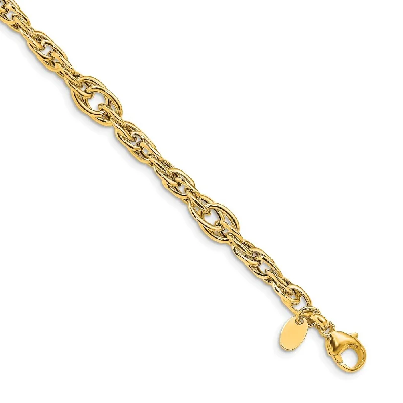 Women’s layered bracelets-14k Yellow Gold 4.5mm Polished Link Bracelet, 7.5"