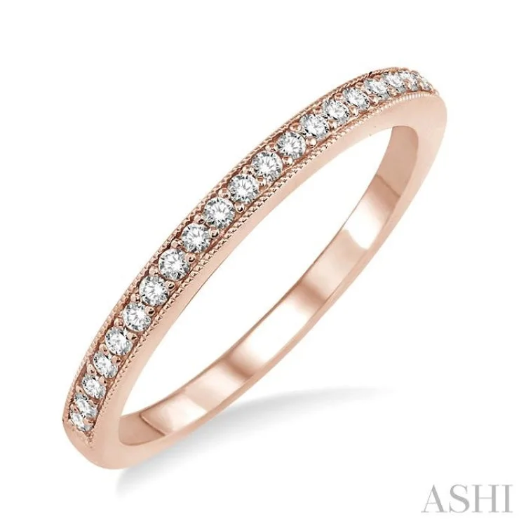 Women’s engagement rings with colored stones-1/5 Ctw Round Cut Diamond Wedding Band in 14K Rose Gold