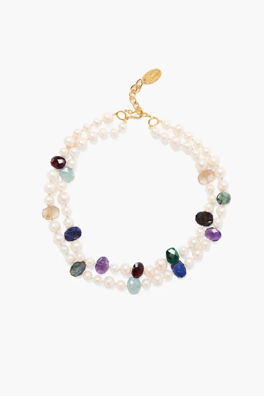 Women’s multicolored gemstone necklaces-Etienne Pearl Necklace Multi Mix