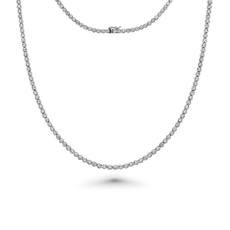 Women’s anniversary necklaces-Diamond Tennis Necklace (3.50 ct.) 1.6 mm Buttercup Setting in 14K Gold