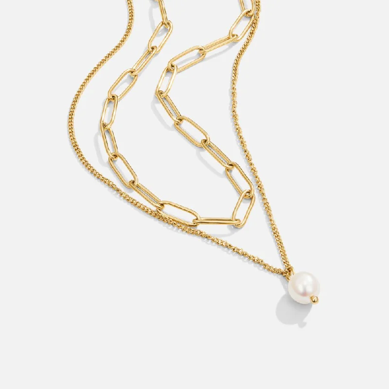 Women’s large gemstone necklaces-Angela Pearl Gold Necklace