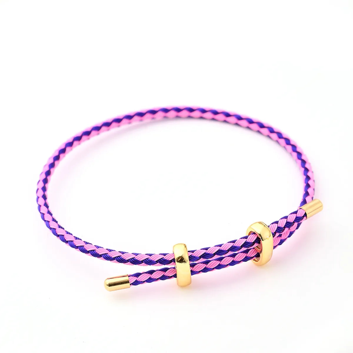 8-Word Buckle Dark Purple & Fluorescent Pink Steel Wire Carrying Strap (Gold)