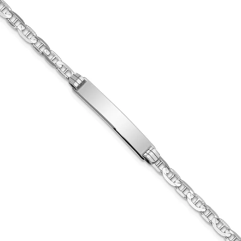 Women’s diamond bracelets-14K WG Anchor Link ID Bracelet-WBC-LID67W-8