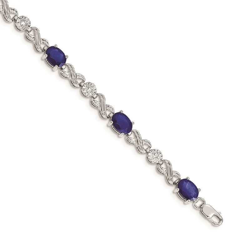 Women’s custom bracelets-14k White Gold Diamond and Sapphire Infinity Bracelet-WBC-BM4490-SA-020-WA