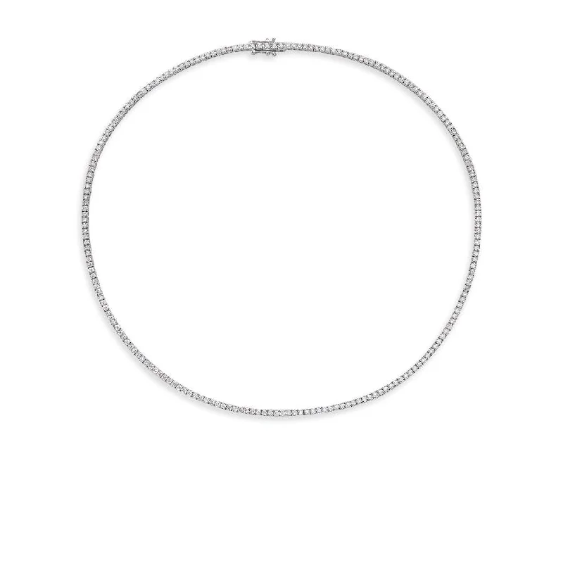 Women’s wedding diamond necklaces-Diamond Tennis Necklace (3.50 ct.) 1.5 mm 4-Prongs Setting in 14K Gold, Made in Italy