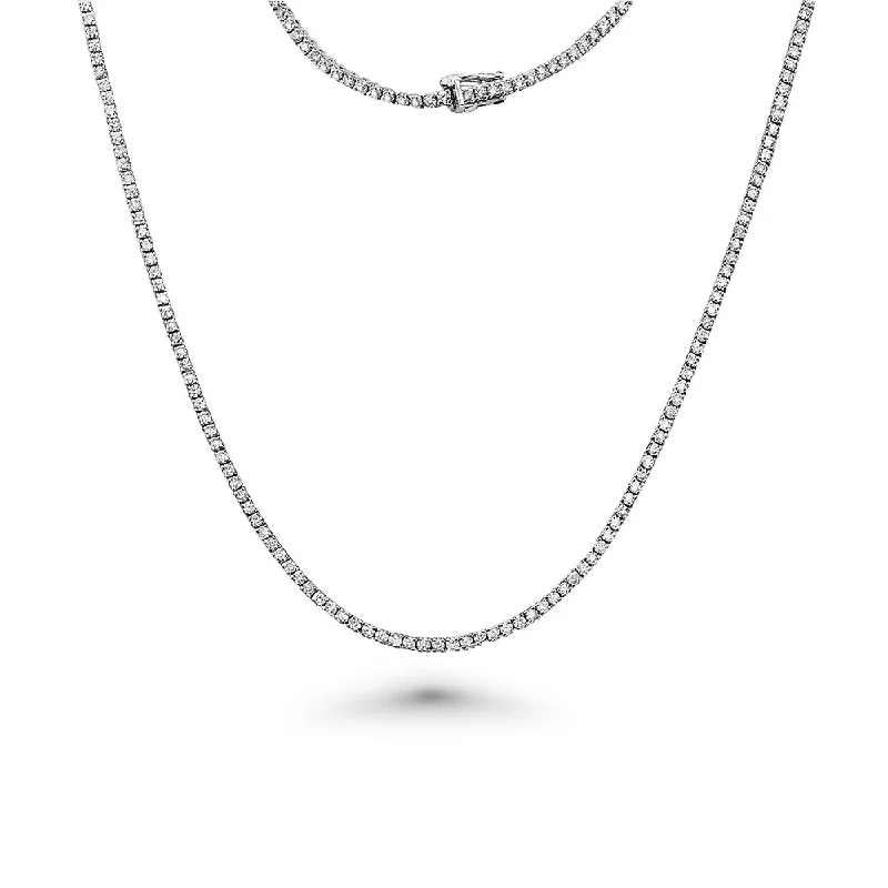 Women’s romantic heart necklaces-Showroom Collection Diamond Tennis Necklace (8.00 ct.) 2.5 mm 4-Prongs Setting in 14K Gold