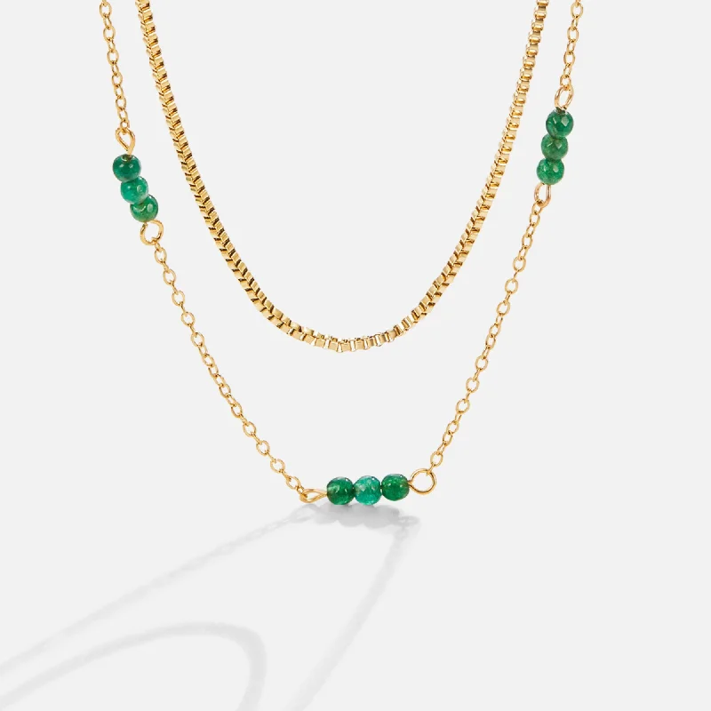 Women’s rose gold chain necklaces-Arizona Green Stone Necklace