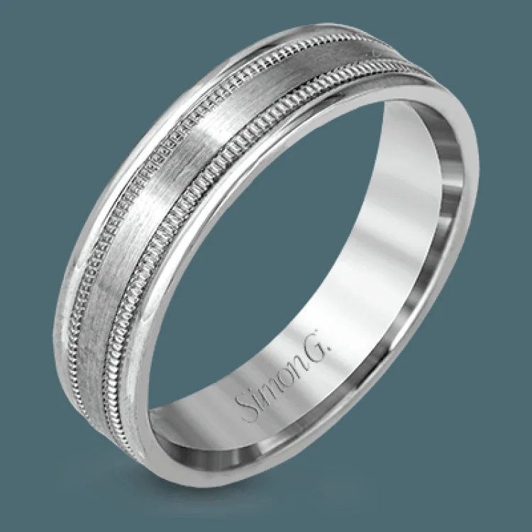 Women’s vintage-style engagement rings-Elevating a classic design to contemporary levels, this platinum men's wedding band features a brushed center column outlined by twin milgrain edges.