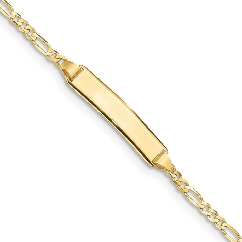 Women’s sterling silver bracelets-10k Yellow Gold Figaro Link ID Bracelet, 5.5" (W-5mm)