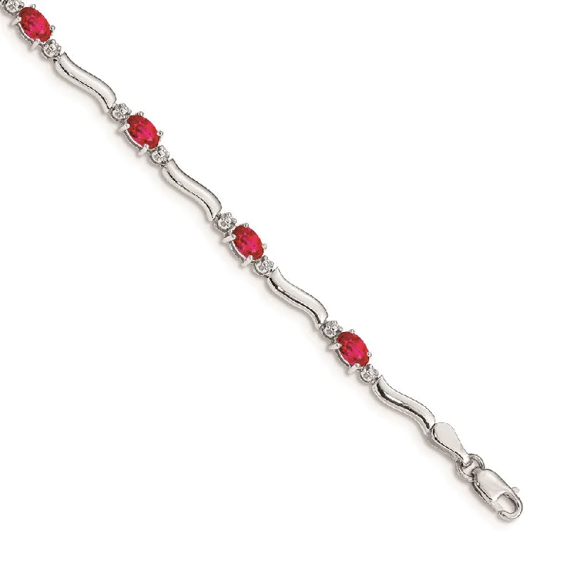 Women’s stylish bangles-14k White Gold Diamond and Ruby Bracelet-WBC-BM4474-RU-001-WA