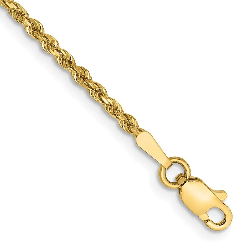 Women’s custom bracelets-14k Yellow Gold 1.75mm Diamond-Cut Rope with Lobster Clasp Chain Bracelet, 6"