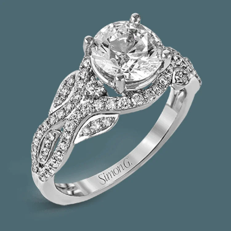 Women’s bridal engagement rings-Presenting a dramatic contemporary design, this two-tone engagement ring is highlighted with .42 ctw of sparkling white diamonds.