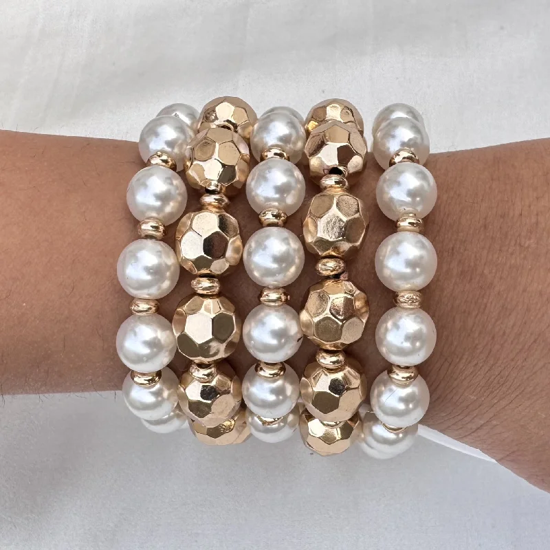 Women’s pearl bracelets-TFC Pearl Origami Gold Plated Bracelet (set of 5)