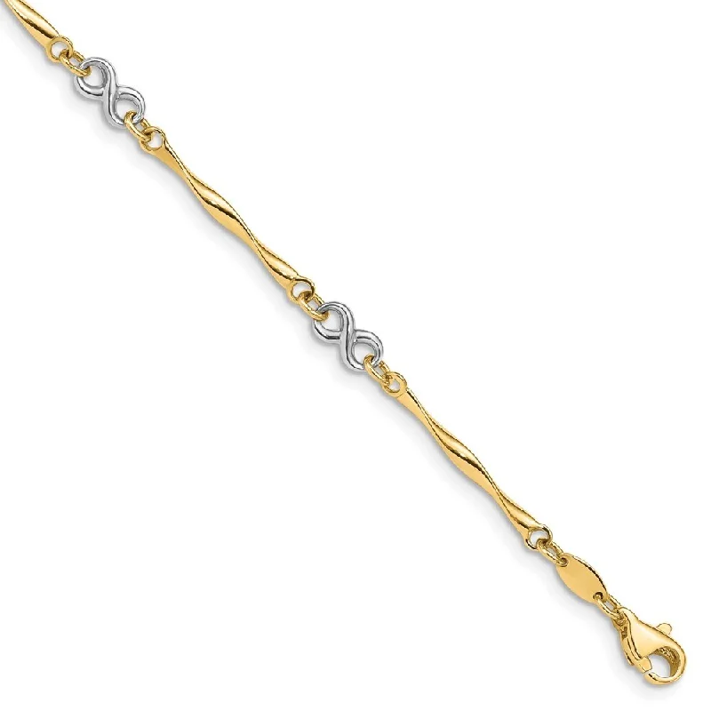 Women’s luxury gold bracelets-14k Two-tone 4mm Polished Infinity Bracelet, 7.5"