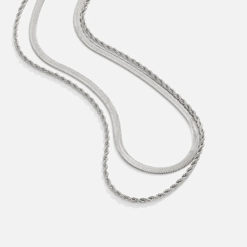 Women’s wedding diamond necklaces-Alexandra Silver Layered Necklace