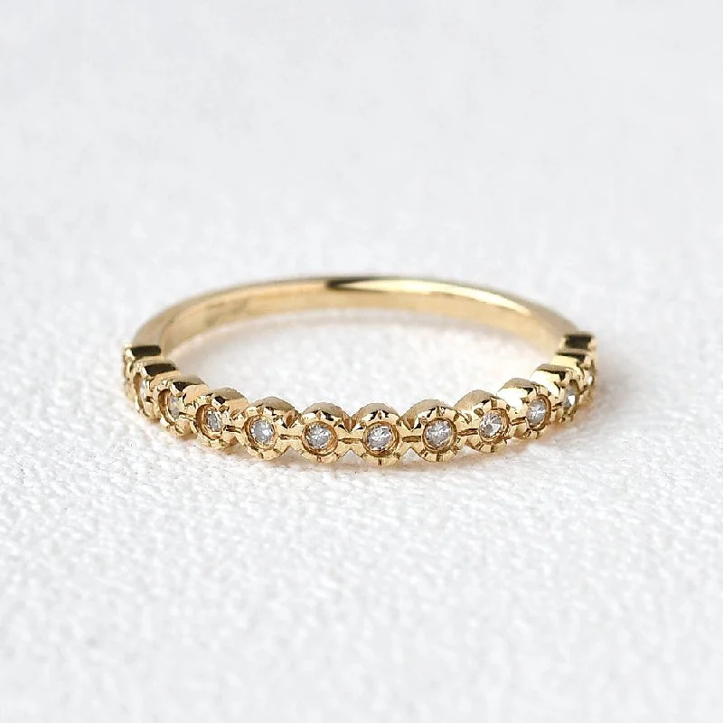 Women’s luxury rings-Art Deco Moissanite Yellow Gold Stacking Ring