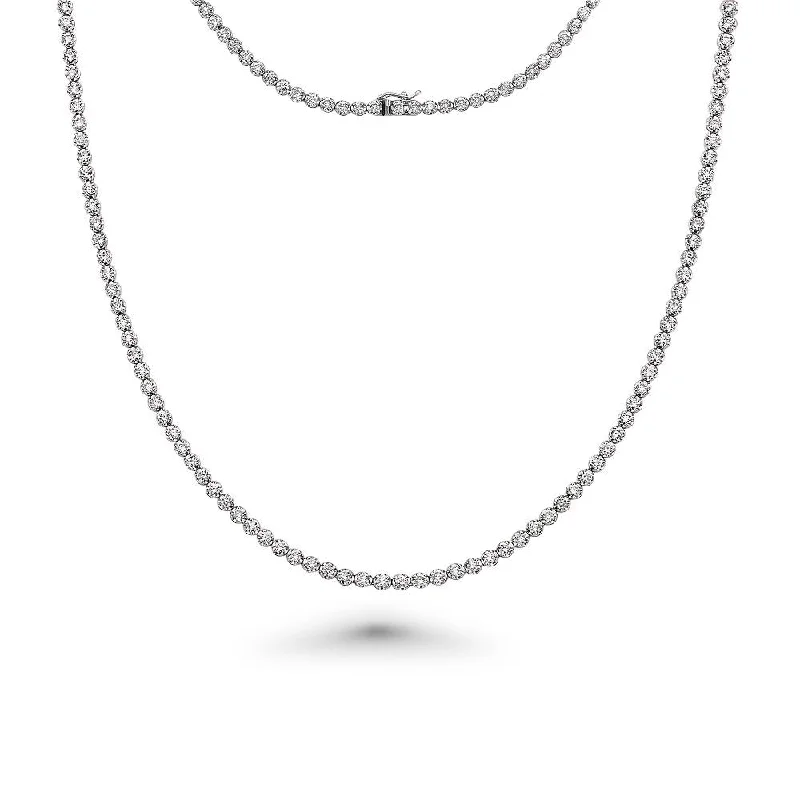 Women’s heart-shaped necklaces-Diamond Tennis Necklace ( 2.55 ct.) 1.3 mm Buttercup Setting in 14K Gold