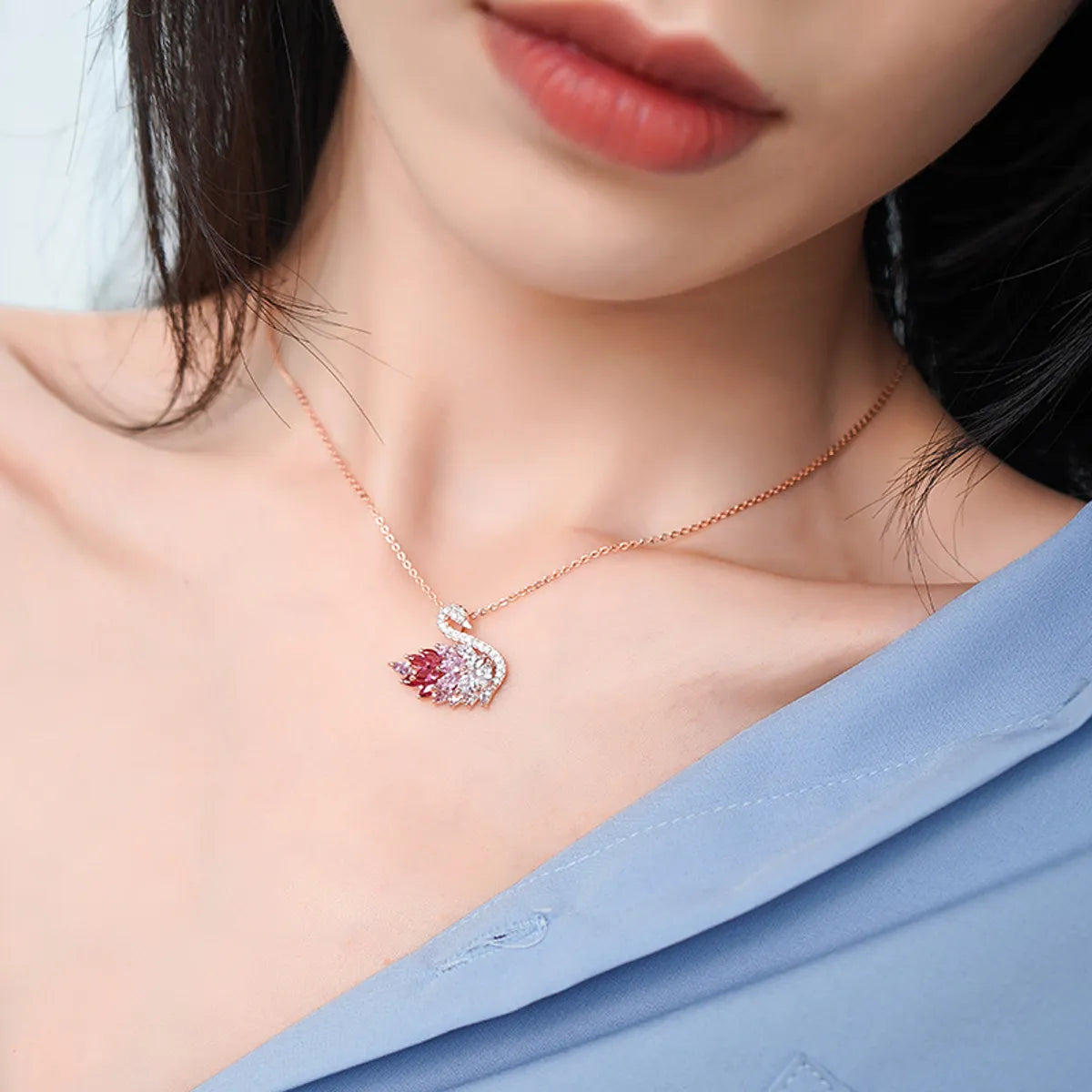 Women’s minimalist necklaces-1 Piece Fashion Swan Alloy Copper Inlay Zircon Women's Necklace