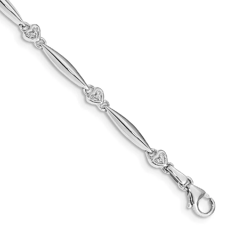 Women’s wedding bangles-14k White Gold Diamond Heart Bracelet-WBC-BM4607-005-WA