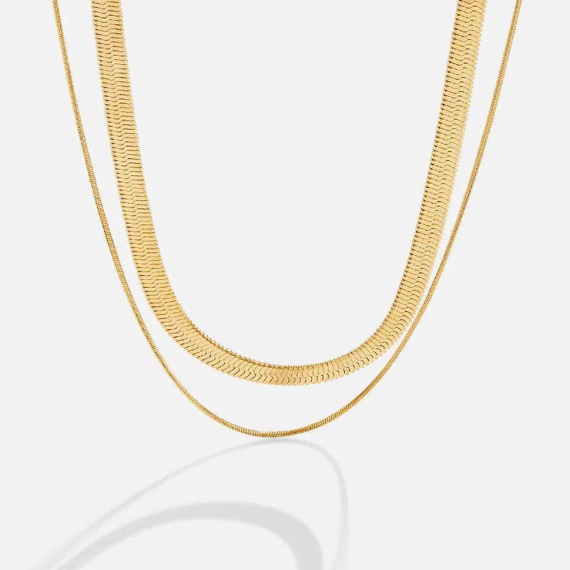 Women’s long necklaces-Layla 18K Gold Layered Necklace