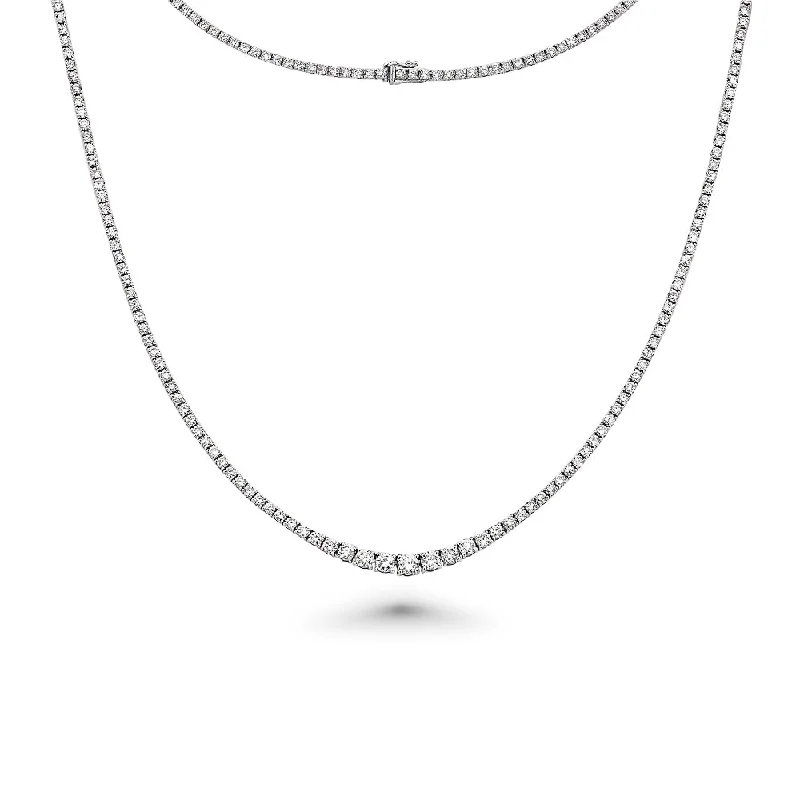 Women’s elegant pendant necklaces-Riviera Diamond Tennis Necklace (4.00 ct.) 2.00 mm to 3.50 mm 4-Prongs Setting in 14K Gold