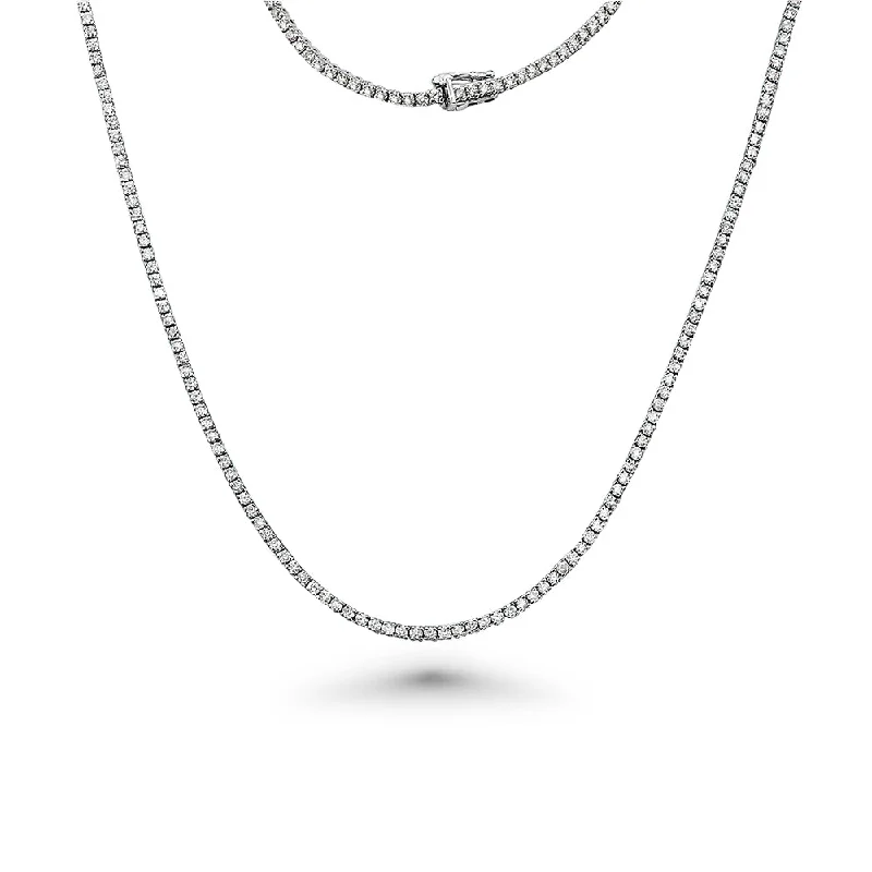 Women’s gemstone necklaces-Showroom Collection Diamond Tennis Necklace (11.00 ct.) 2.70 mm 4-Prongs Setting in 14K Gold