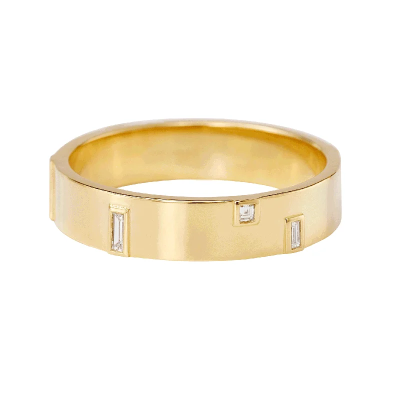 Women’s cocktail rings-Pillar Unisex Baguette Diamond Wedding Band