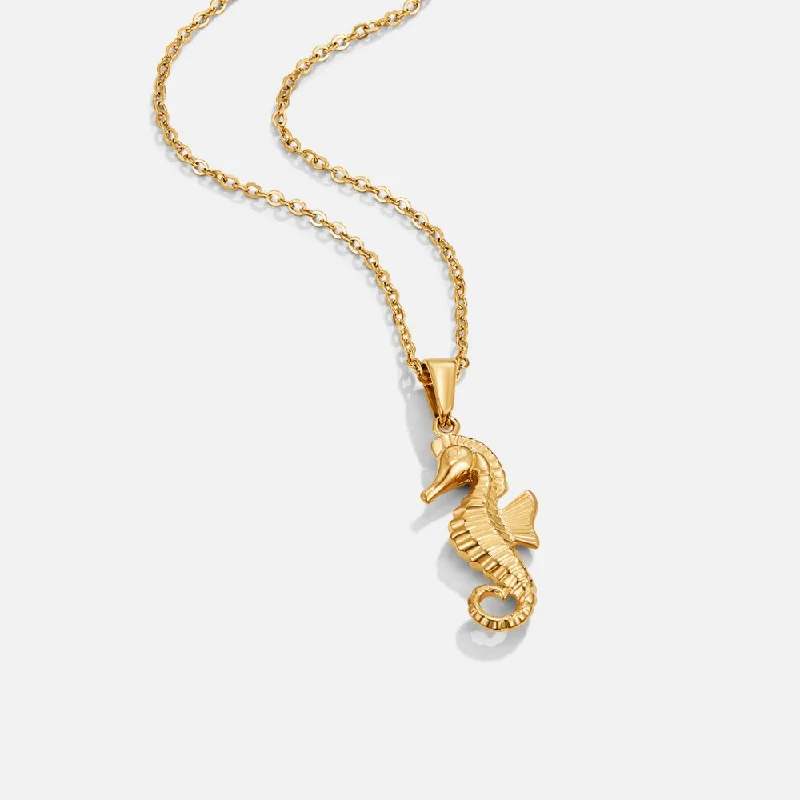 Women’s birthstone pendant necklaces-Golden Seahorse Pendant Necklace